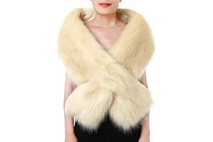 Dikoaina Women's Winter Fake Faux Fur Scarf Wrap Collar Shawl Shrug