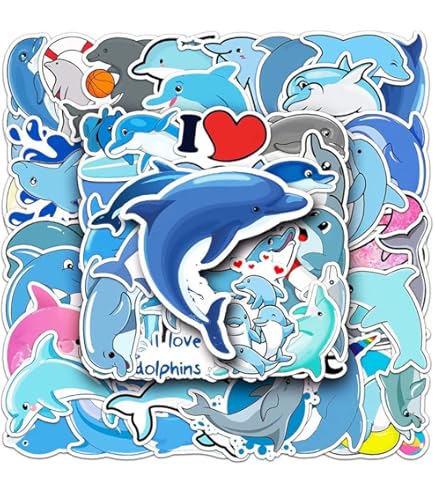 Rainbow Dripping Dolphin Sticker - Vinyl Decal For Cups, Laptops, Cars, Coolers (3.25x6 Inches)