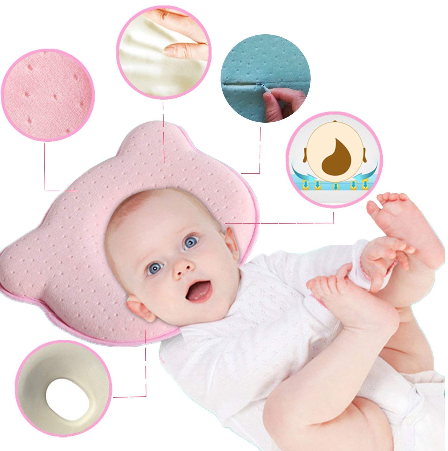 Baby Pillow Preventing Protector Birth Flat Head Syndrome For Your Newborn Baby Memory Foam Pillow Head Shaping Pillow And Prevent Flat Head Baby Pillow Free Delivery 0 12 Months Blue Pillows Decor