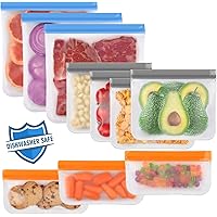 10 Pack Dishwasher Safe Reusable Bags Silicone, Leakproof Reusable Freezer Bags, BPA Free Reusable Food Storage Bags for Lunc