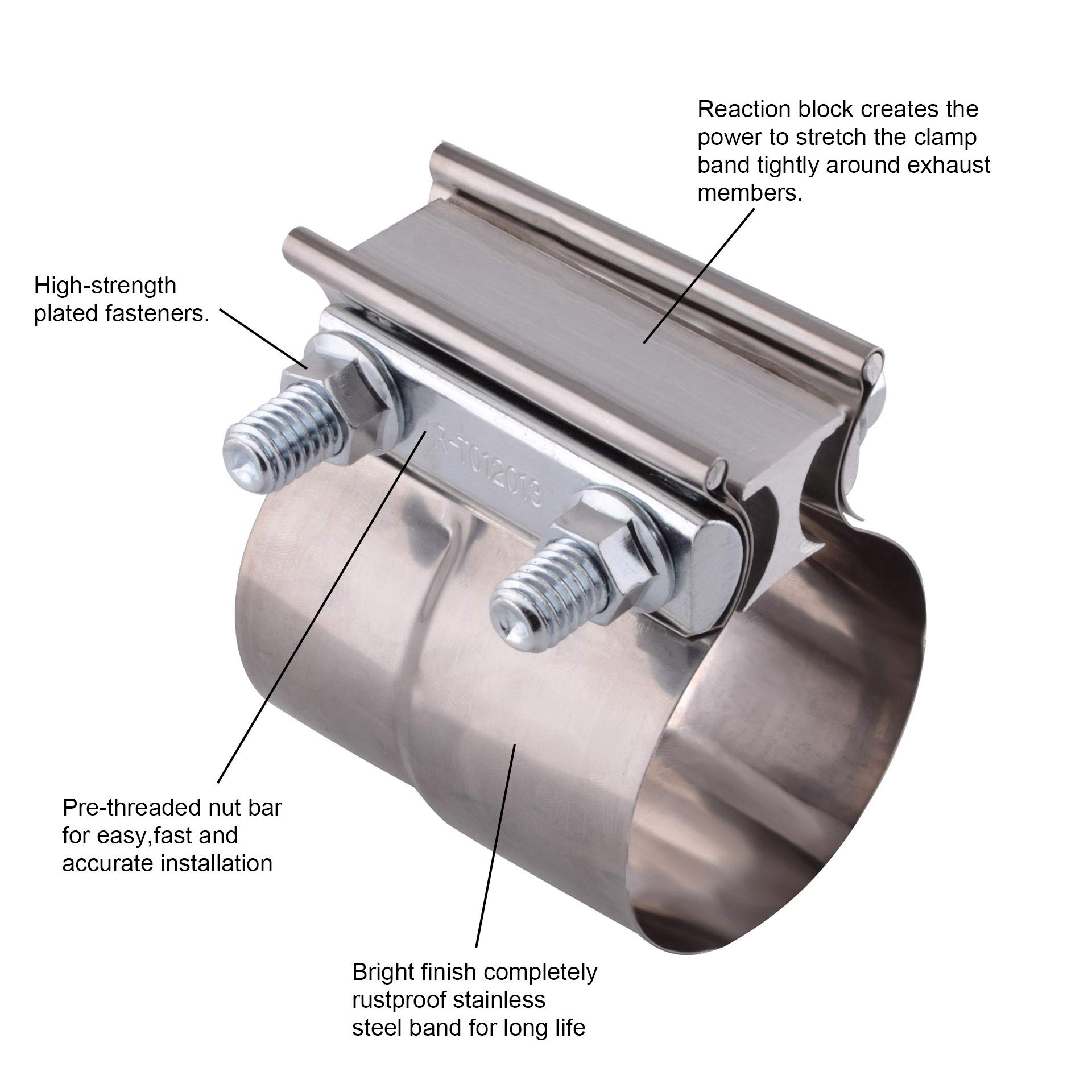 SYKRSS 2.0" Lap Joint Band Clamp Exhaust Clamps Pipe Parts Stainless