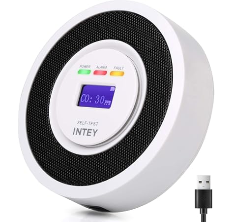 Hommie Detector Monóxido de Carbono Sensor de CO de 10 años con Función Memoria, Alarma de Detector de Monoxido con Pantalla Digital de 1.0 Pulgadas, 85db Altos Decibelios y Pilas Reemplazable, Blanco: