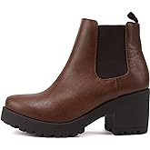Soda Top Shoes Jaber Ankle Boot W Lug Sole Elastic Gore and Chunky Heel