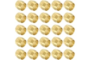 PATIKIL Brass Compression Sleeves Ferrules for 1/4 Inch OD Tube, 50 Pack Brass Ferrule Fitting Brass Compression Tube Fitting