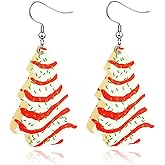 Locrccl Christmas Tree Cake Earrings For Women Drop Dangling Funky Holiday Earrings Jewelry (B)