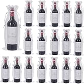 WLEAD 30 Pcs Sheer Organza Wine Bags 14.6 x 5.5 Pouches Sheer Mesh Wine Gift Pouches Reusable Bottle Wrap Bottle Covers Drawstring Gift Wrap Bags Dresses for Wedding Christmas Baby Shower-White