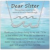 EPIRORA Gifts for Her, Silver Wave Necklace for Women, Birthday Anniversary Christmas Jewelry Gift Ideas for Best Friend Bestie Sister Mom Daughter