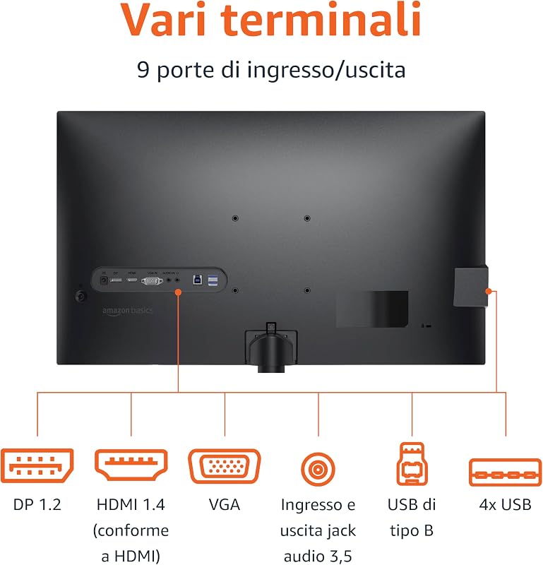 Monitor da 27", FHD 1080p, massimo 100 Hz, compatibile con VESA, altoparlanti integrati, Nero