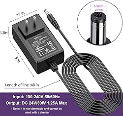EMITEVER DC 24V 30W Power Supply 2 Pack, LED Power