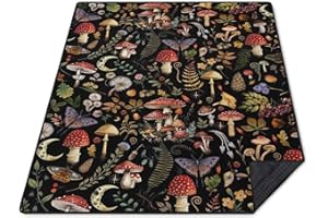 Supfitness Extra Large Picnic Blankets Waterproof Foldable (60"x 80") Mushroom Beach Blanket Waterproof Sandproof,3-Layer Thicking Mat Outdoor Packable Camping Blanket