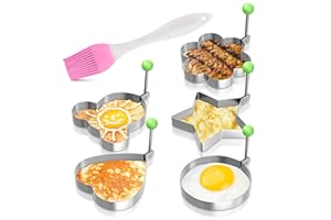 5Pcs Egg Ring Molds for Cooking - Stainless Steel Ring Set Flower Mold Cool Kitchen Gadgets Fried Egg Rings for Griddle Acces