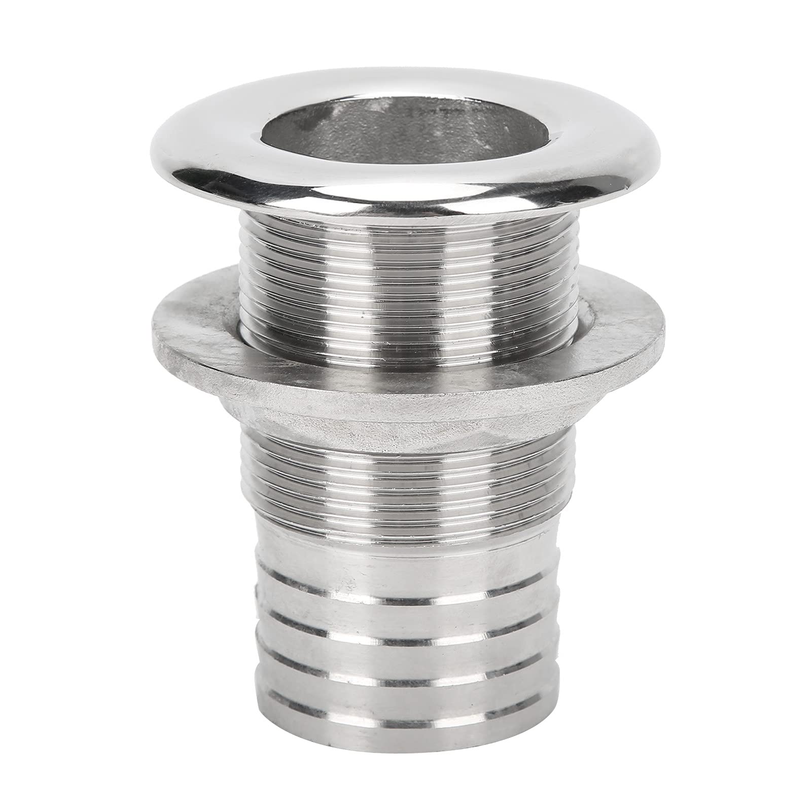 Tissting Thru Hull Fitting, 316 Stainless Steel Boat Thru Drain Connector Fittings Straight Drain Marine Thru Hull Fittings Drain Joint for 1-1/2" Hose Water Drainage Plug for Marine Boat Yacht Sail