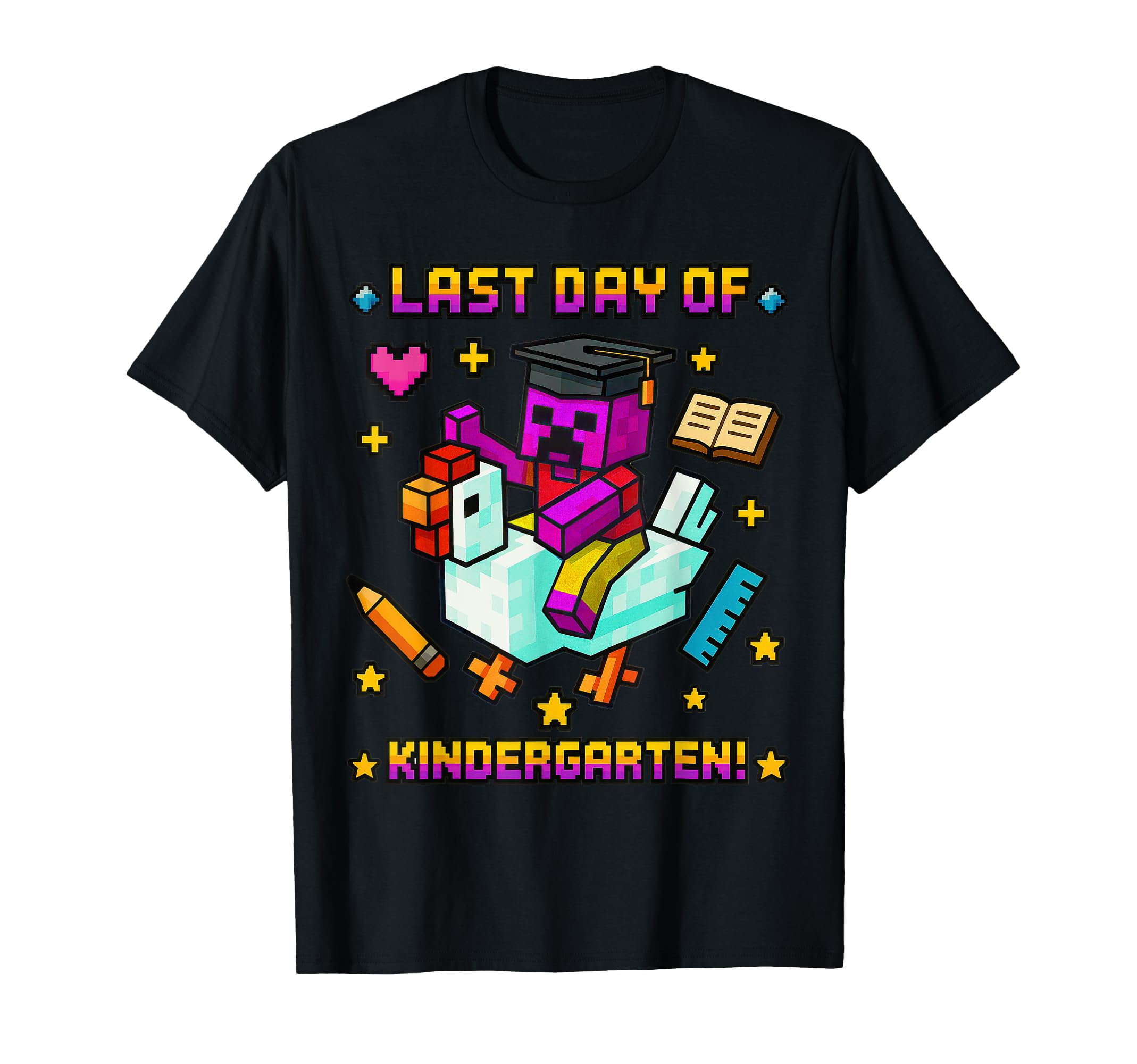 Photo 1 of ** GREEN*
Last Day of Kindergarten Funny Chicken Pixel Art Kids Boys T-Shirt