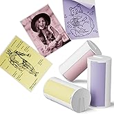 ETIKEZ Genuine Self-Adhesive Thermal Printer Stickers, Compatible with PM290C Mini Sticker Printer, Black on White, 54mmx3.2m Sticker Paper for Journal, Study, Photos, 3 Rolls, Yellow/Pink/Purple