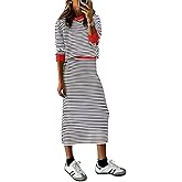 PRETTYGARDEN 2 Piece Skirts Sets for Women Fall Fashion 2026 Striped Sweater Dress Knit Lounge Travel Outfits Winter Clothing