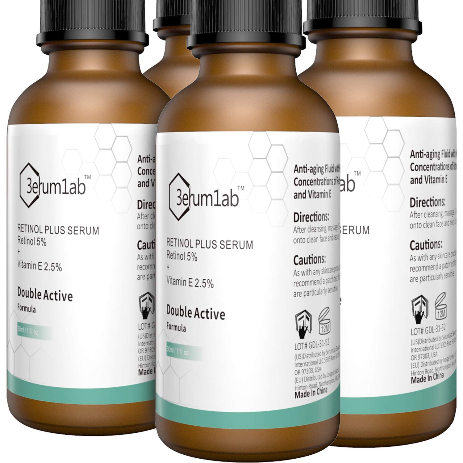 Retinol Serum High Strength for Face and Skin, Unique Double Active Ingredients of Retinol & Vitamin E, Synthetic Effect to Reduce Wrinkle, and Dark Circle (4 PACK)