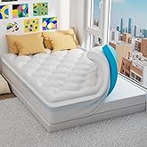 OhGeni Cooling 4 Inch Full Size Dual Layer Mattress Topper, 2 Inch Egg Crate Gel Memory Foam, 2 Inch Pillow Top Pad, Bedroom Essentials Mattresses Cover, Extra Comfortable Sleep and Back Pain Relief