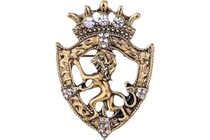 RUIFUU Brooch for Men Suit Gold Vintage Crown Lion Brooch Animal Rhinestone Lion King Brooches for Suit Tie Dress Lapel Pin Fashion Jewelry