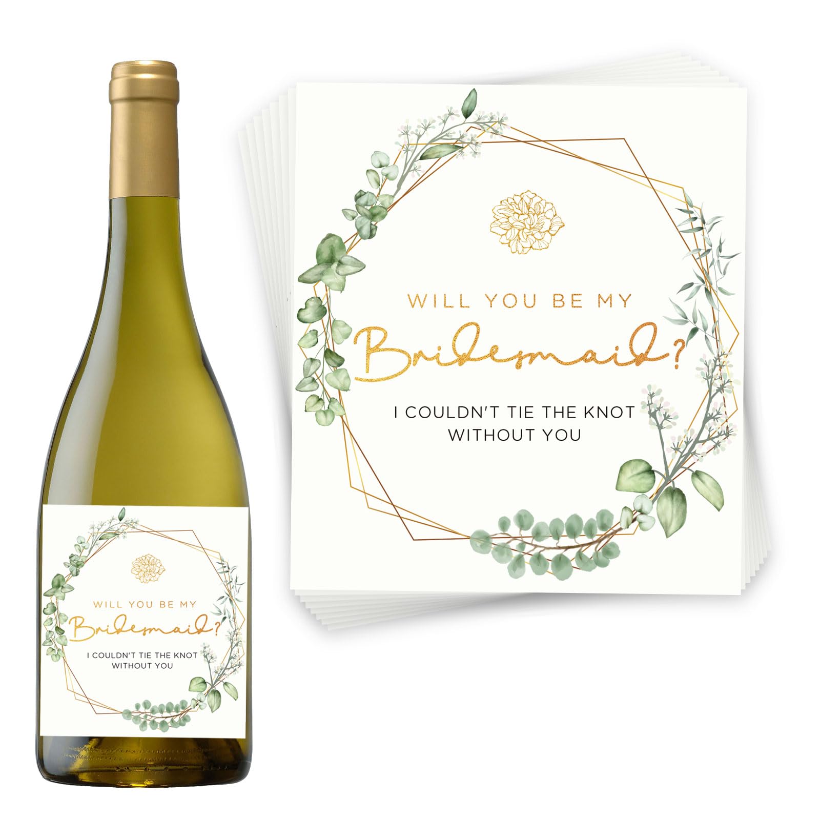 Joyfulmap Bridesmaid Proposal Wine Labels Set of 8 (6 Bridesmaid Labels and 2 Maid of Honor Stickers) for Your Bridal Shower, Bachelorette Party | I COULDN'T TIE THE KNOT WITHOUT YOU