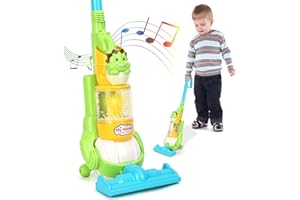 DULSAERA Kids Vacuum Cleaner Toy for Toddler with Light & Realistic Sounds, Toy Vacuum House Keeping Cleaning Play Set, Toys for Kids Toddlers 4 5 6 7, Green