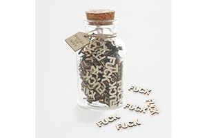 GTOMEI Jar of Fucks Gift Jar,Fucks to Give 5oz,Cute Jar Fuck Wooden Cutout Letter Piece Glass Bottle,Funny Gifts for Friends, Bad Mood Vent Gag Gift Fuck Jars for Birthday Day,Holiday,Valentines Day