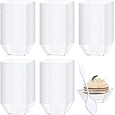 mekueeex 100 Set 5 oz Small Plastic Dessert Cups with Spoons, Clear Appetizer Cups for Parties Mini Serving Bowls, Hors D'oeuvres Plates