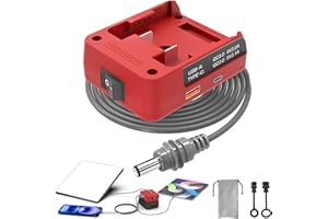 Deckit Starlink Mini Battery Adapter - Compatible with Milwaukee M18 batteries, 5Ft 18AWG Starlink DC electronic power cord with independent switch & low-voltage protection for Starlink mini batteries