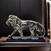 FUNSXBUG 10 Inch Resin Lion Statue Sculpture Vintage Figurines Animal Collectible Figurine Gift Idea Home Desktop Decoration Bronze