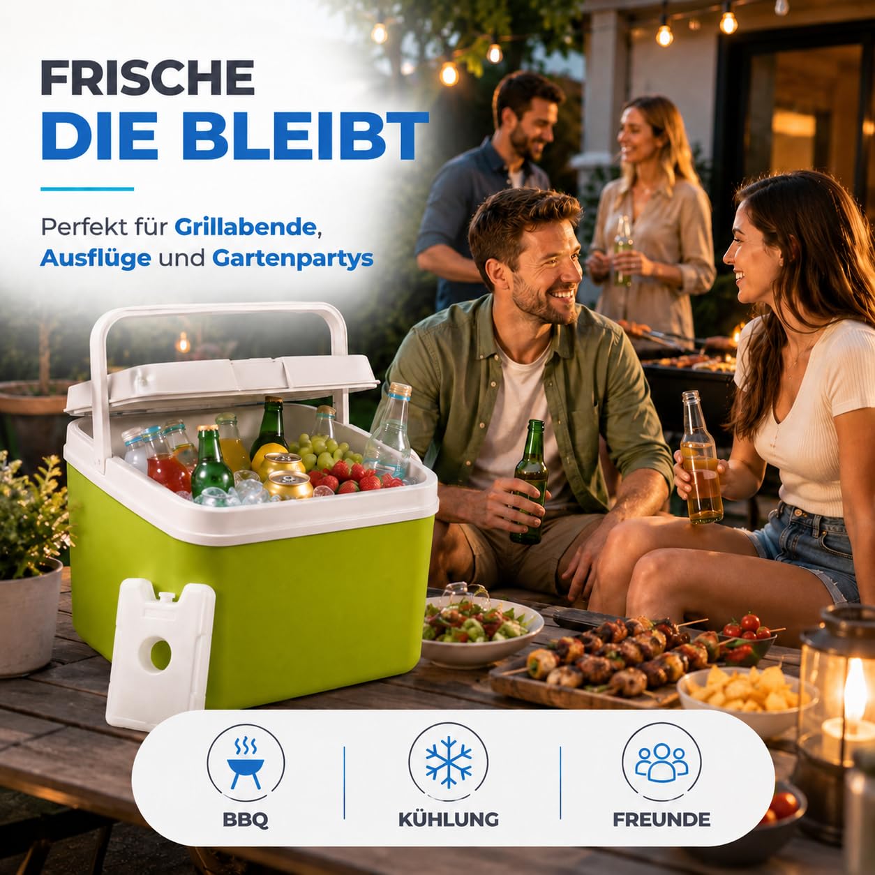 Kühlbox 15 Liter mit mobilen Kühlakku/Kühlelement für extra Lange Kühlung - Kühltasche/Thermobox (Grün) 4
