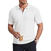 JMIERR Mens Quarter Zip Polo Shirts Summer Knit Textured Casual Short Sleeve Shirt Vacation Lightweight Golf Tops