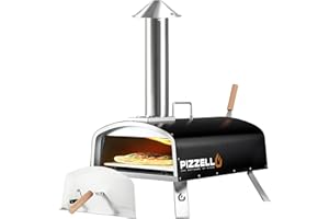 PIZZELLO Outdoor Pizza Oven 16" Wood Fired Pizza Ovens Pellet Pizza Stove for Outside, Portable Pizza Oven for Backyard w/Carry Bag, Pizza Stone, Pizza Cutter, Pizza Peel, Pizzello Forte 16 (Black)