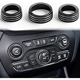 Auovo Volume Tune Air Conditioner Knob Covers Compatible with Durango 2014-2020, Grand Cherokee 2014-2021 Car Interior Trim Knob Cover Air Conditioning Switch Volume Controller Rings (B-Long, Black)