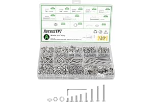 AvrestYPT 1200 Pcs Countersunk Head Hexagon Socket Screws Bolts and Nuts and Washers Assortment Kit, M3 Metric Stainless Steel Bolts and Machine Screws and Nuts and Washers Set for Home Industrial
