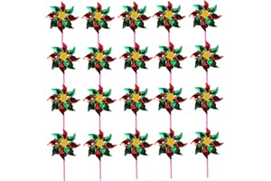 Pin Wheels Pinwheels 20Pcs Foil Pinwheels for Kids, 6.5'' Dia. Reflective Wind Spinner with Stakes Bird Scarer Windmill for Y