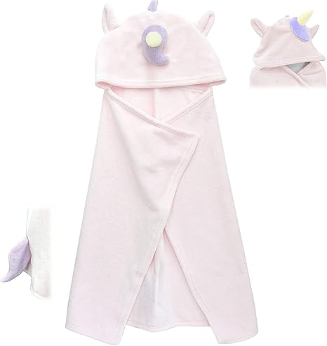 Amazon Zip Corporation ブランケット ひざ掛け かわいい キャラクター なりきり ふわふわ フード付き ユニコーン ピンク 約w100 H70cm おもちゃ おもちゃ