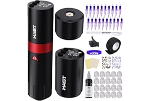 Mast Flip2 Tattoo Kit Wireless Tattoo Machine Pen Kit with Two Batteries Adjustable Strokes Length Tattoo Gun Kit Tattoo Supp