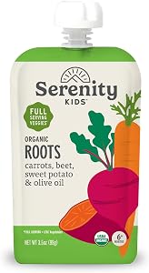 Serenity Kids 6+ Months USDA Organic Veggie Puree Baby Food Pouches | No Sugary Fruits or Added Sugar | Allergen Free | 3.5 O