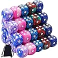 AUSTOR 50 Pieces Dice Set 6 Sided Game Dice 5 Two Tone Colors Dices Round Corner Dice for Playing Games Like Tenzi, Farkle, Yahtzee, Bunco or Teaching Math