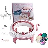 SENTRO 48 Needles Knitting Machine with Electric Adapter, Smart Weaving Loom Round Spinning Crochet Knitting Machines with Row Counter and Crank Handle Adapter Hex Steel Bit for Automatic Knit