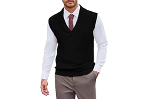 Beotyshow Mens Shawl Collar Pullover Sweater Vests V Neck Sleeveless Knitted Sweaters