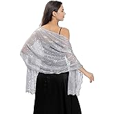 Baoqiya Women's Sparkling Sequin Deco Wedding Scarf for Bride 1920s Shawls and Wraps for Evening Party Dress