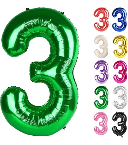 Large Number 3 Birthday Candles - 2.76 Inch Green Cake Candles
