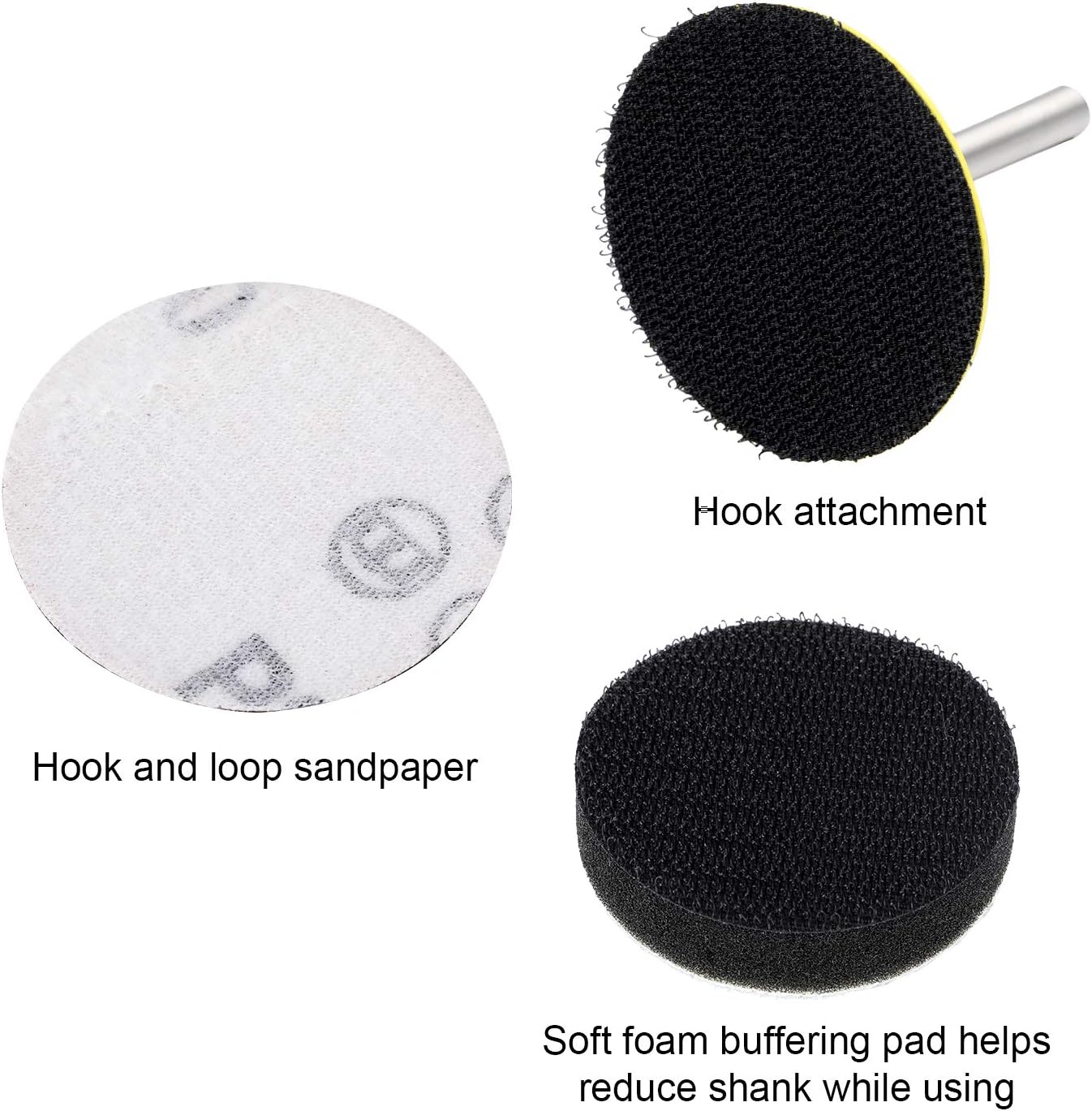 150 Pieces 2 Inch Sanding Discs Sanding Discs Pad with Shank Pad, Foam Buffering Pad and Metal