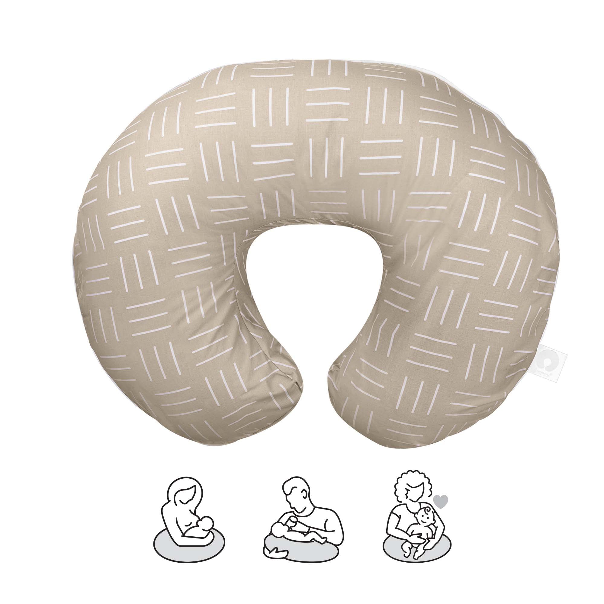 Boppy Organic Original Nursing Pillow, Sand Criss Cross, Ergonomic Nursing Essentials for Bottle and Breastfeeding, Firm Hypoallergenic Fiber Fill with 100% Organic Cotton Pillow Cover