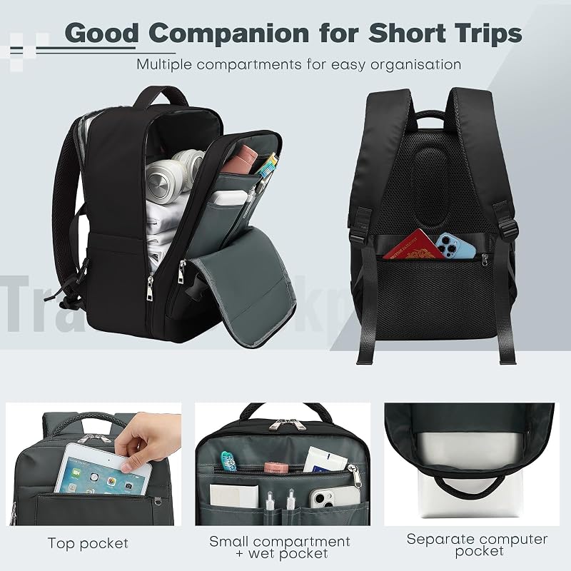 Mochila Viaje Cabina Avion 40x20x25 para Ryanair 20L