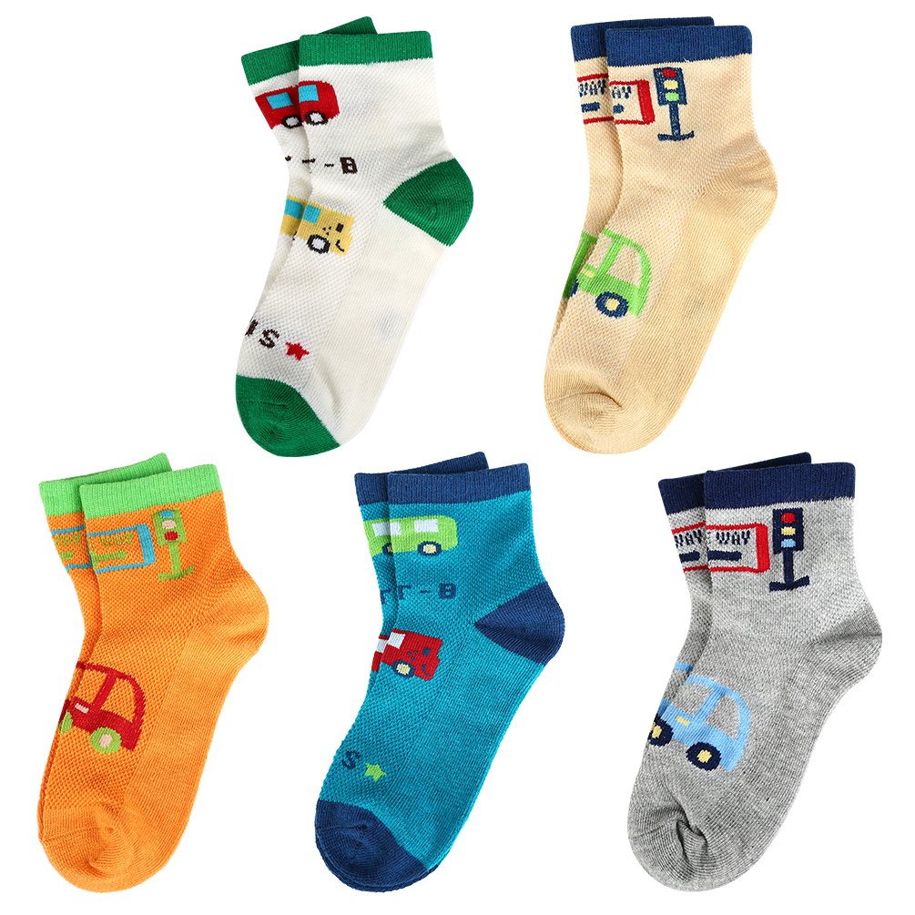 Kids Boys\' Fashion Cotton Crew Socks, Unisex Casual Mesh Socks for Boys Girls 5 Pack