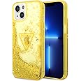 CG MOBILE Guess Phone Case for iPhone 14 Plus in Yellow Liquid Glitter Case, Smooth, Durable & Anti-Scratch Protective Case with Easy Snap-on, Shock Absorption & Signature Logo