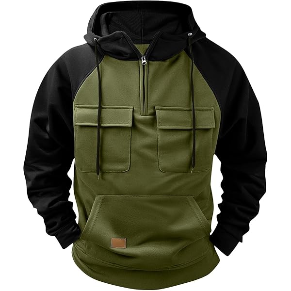 ZXCTKA Quarter Zip Pullover Men Vintage Sweatshirts Tactical