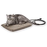 K&H Pet Products Lectro-Soft Orthopedic Outdoor Heated Cat Bed for Outdoor Cat Houses, Safety Listed Automatic Warming Pad, Soft and Flexible, Waterproof, Washable Cover - Small 18 X 14in Tan 20W