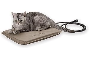 K&H Pet Products Lectro-Soft Orthopedic Outdoor Heated Cat Bed for Outdoor Cat Houses, Safety Listed Automatic Warming Pad, Soft and Flexible, Waterproof, Washable Cover - Small 18 X 14in Tan 20W
